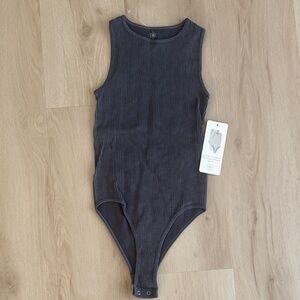 Aura Sleeveless Ribbed Bodysuit - Charcoal